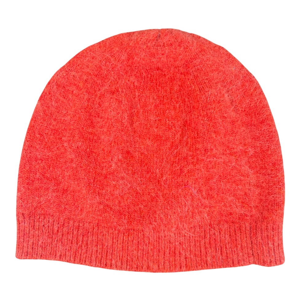 Gap Red Angora Lambswool Blend Fuzzy Knit Beanie Hat One Size 363259